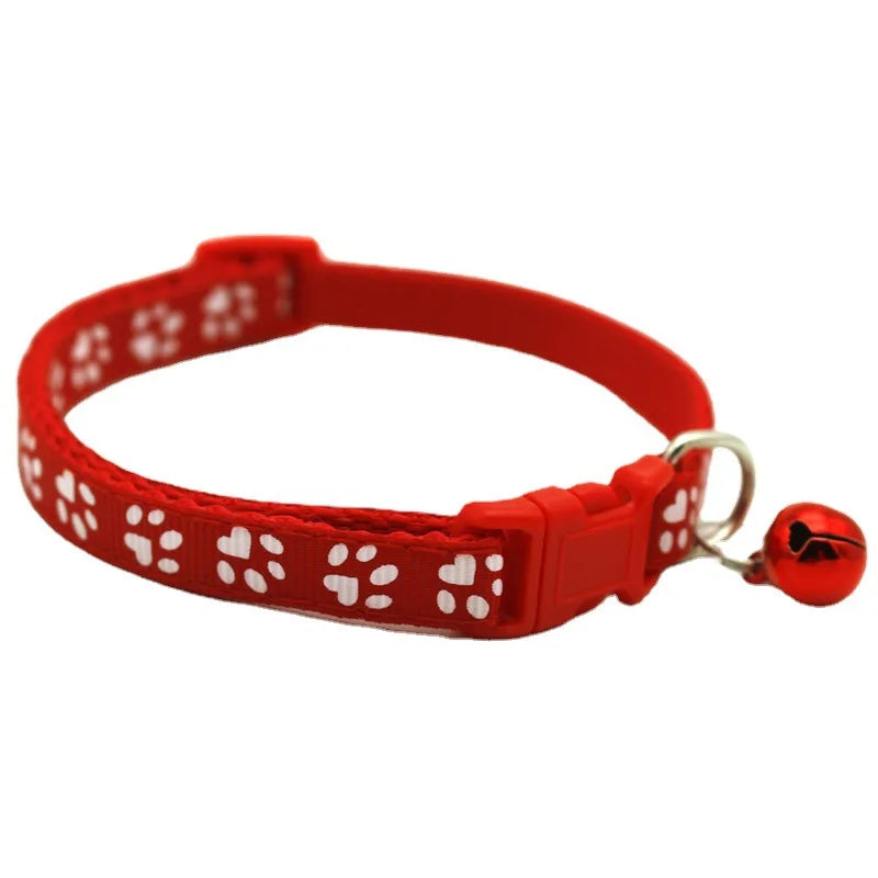 Cartoon Paw Printed Bell Collar for Puppies and Cats