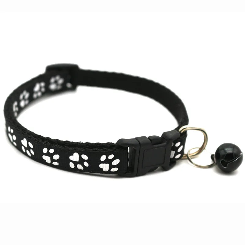 Cartoon Paw Printed Bell Collar for Puppies and Cats